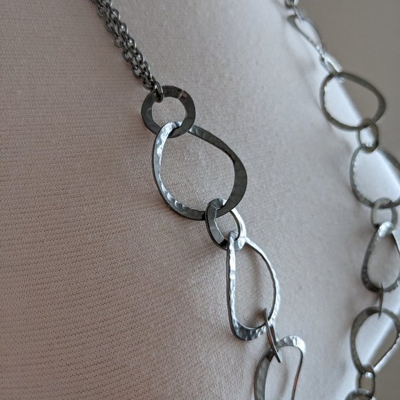 Jewel Box - 32" Silvery "Hoop" Necklace - Picture 2 of 5